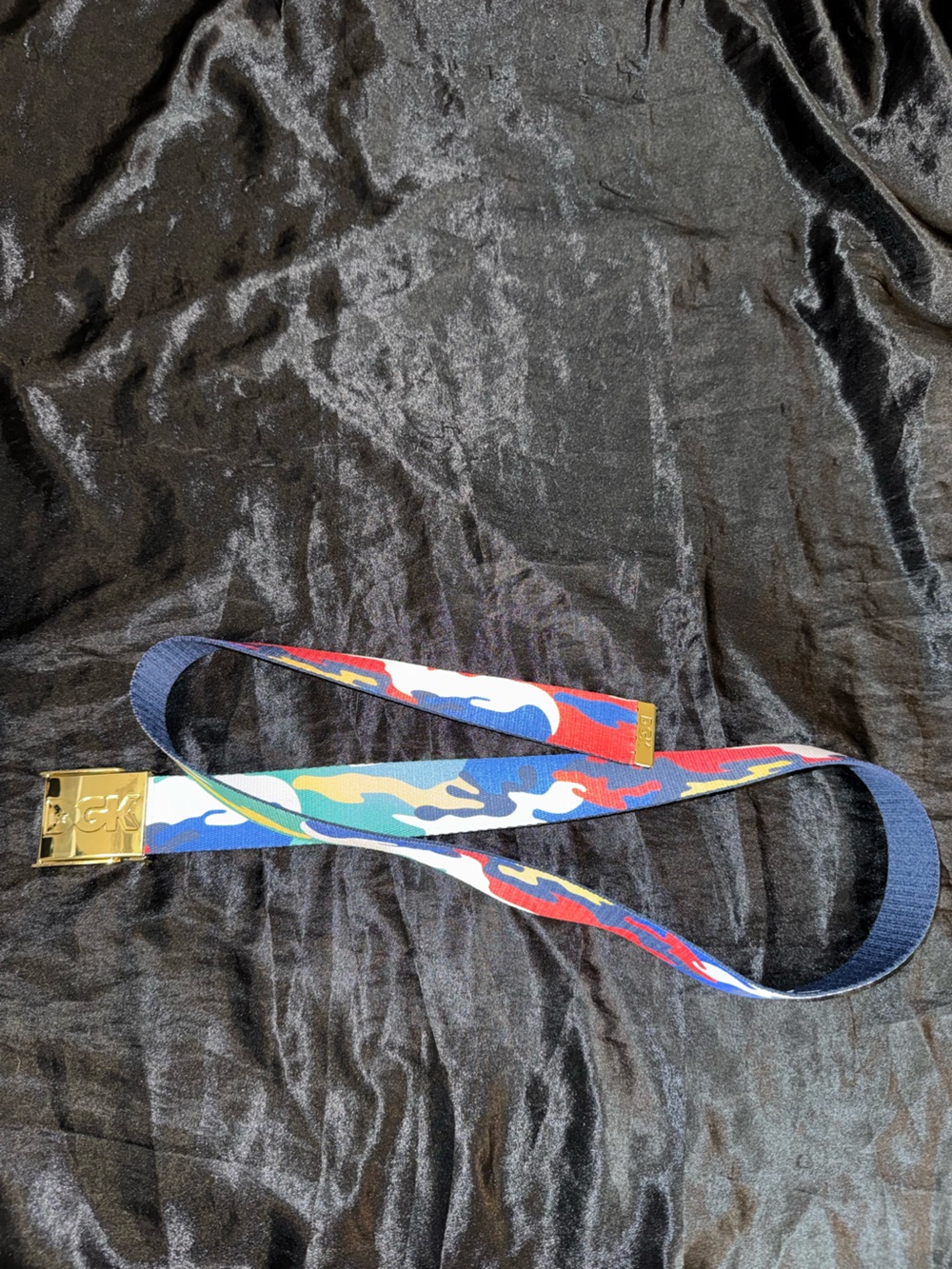 DGK Colorful Abstract Camo Web Belt Gold Logo Buckle Adjustable 48” Y2K NWOT
